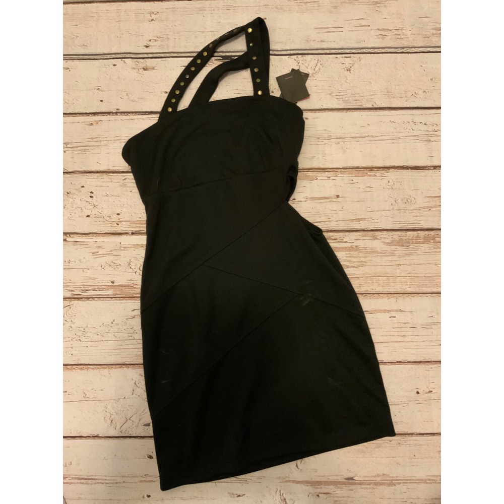 Baby Phat Sandy Nights Black Studded Cut Out Halter Mini Dress Medium K2G00019